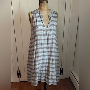 CP Shades Gray and White Plaid Midi Dress
